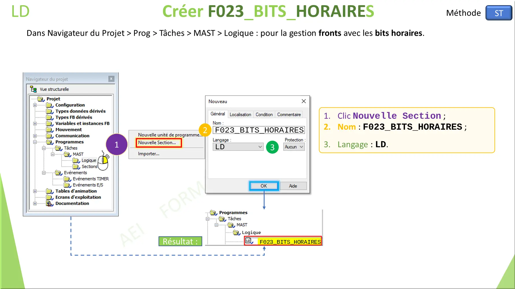 ST Créer F023_BITS_HORAIRES